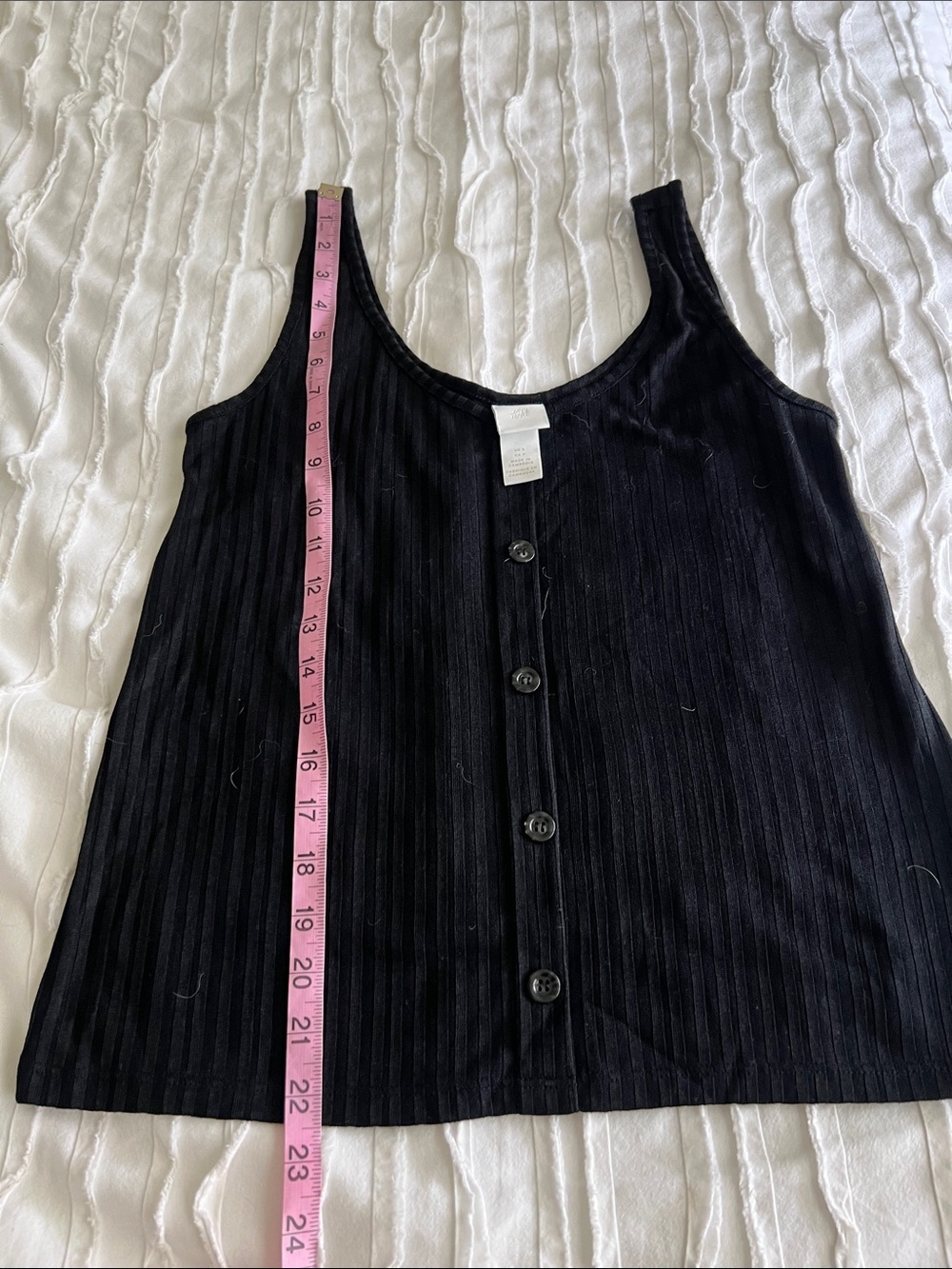 H&M Black Ribbed Button-Front Tank Top - Picture 5 of 7